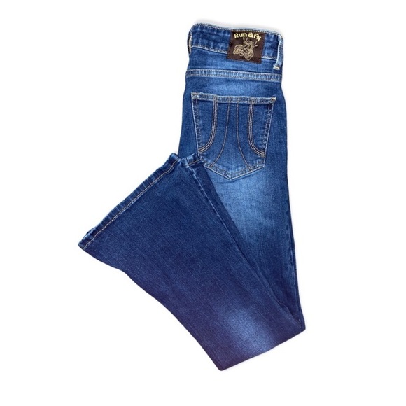 Run & Fly Made in England Flare Dark Wash Flare Jeans - Picture 9 of 14